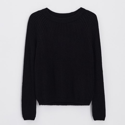 Cropp - Sweter z prążkowanej dzianiny - Czarny Cropp S Cropp