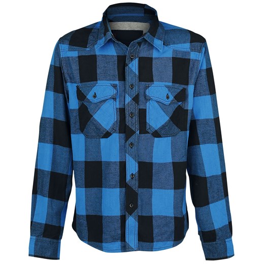 Brandit - Checkshirt - Koszula flanelowa - czarny niebieski S EMP
