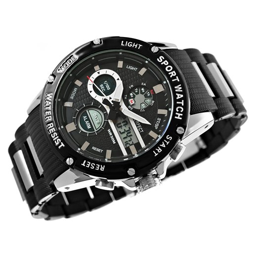 zegarek męski perfect a8031-1 dual time fluorescencja Moda Dla Ciebie