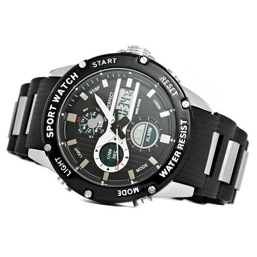 zegarek męski perfect a8031-1 dual time fluorescencja Moda Dla Ciebie
