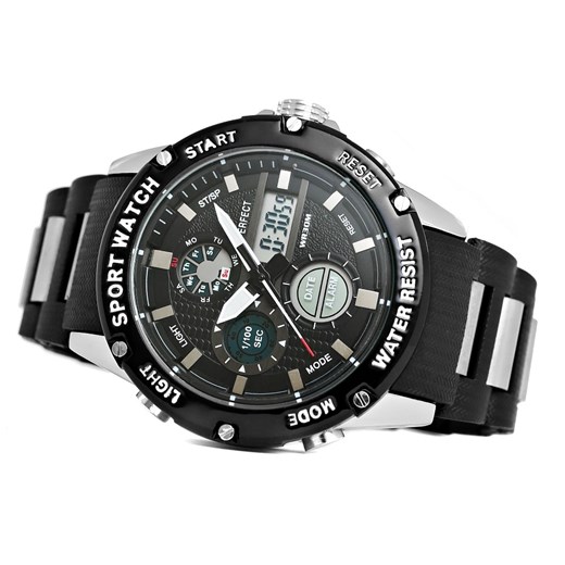 zegarek męski perfect a8031-4 dual time fluorescencja Moda Dla Ciebie