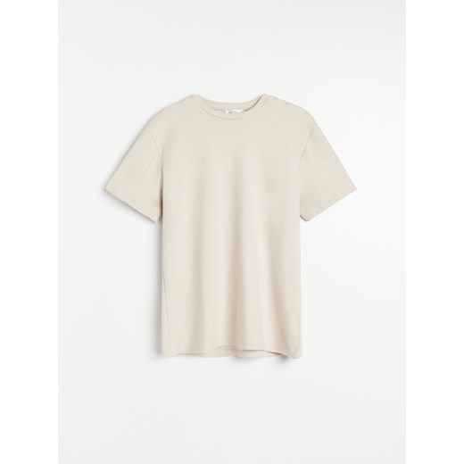 Reserved - Gładki T-shirt z bawełny organicznej - Beżowy Reserved S Reserved