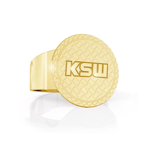 Srebrny fakturowany sygnet z logo KSW, srebro 925 : Kolor pokrycia srebra - Pokrycie Żółtym 18K Złotem Giorre GIORRE
