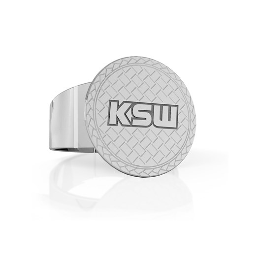 Srebrny fakturowany sygnet z logo KSW, srebro 925 : Kolor pokrycia srebra - Pokrycie Platyną Giorre GIORRE