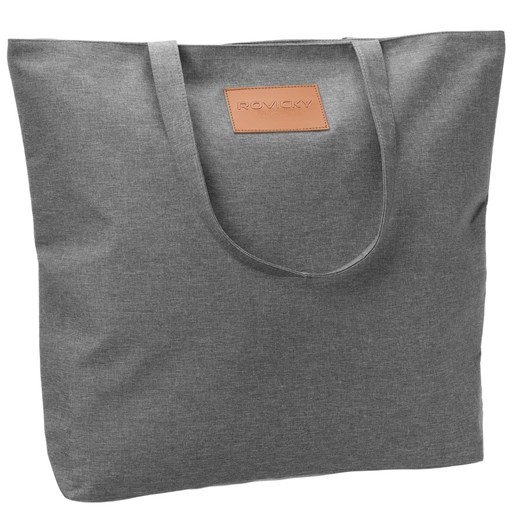 Shopper bag Rovicky szara bez dodatków ze skóry ekologicznej duża na ramię 