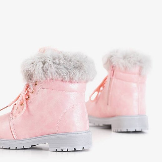 Różowe buty zimowe dziecięce Royalfashion.pl na zimę trapery wiązane 