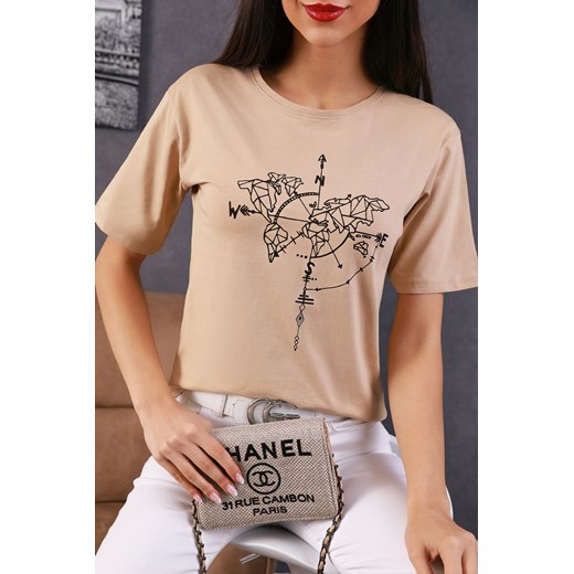 T-shirt damski NOTREA BEIGE L promocyjna cena Ivet Shop