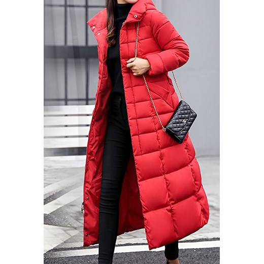 Czerwona kurtka damska IVET jesienna z kapturem z poliestru casual 