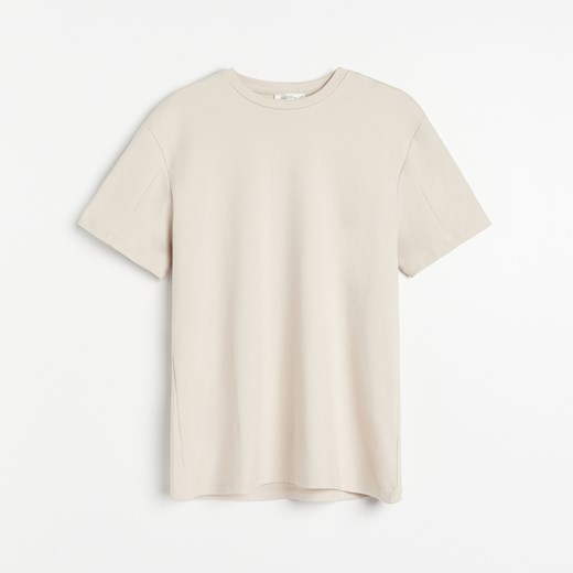 Reserved - Gładki T-shirt z bawełny organicznej - Beżowy Reserved L Reserved
