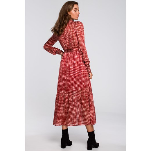Style sukienka z szyfonu midi z długim rękawem 