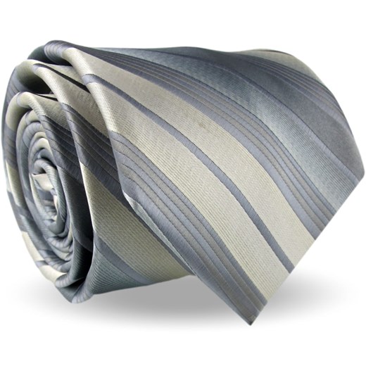 Krawat Męski Elegancki Modny Klasyczny szeroki szary w paski z połyskiem G528 Dunpillo promocyjna cena ŚWIAT KOSZUL