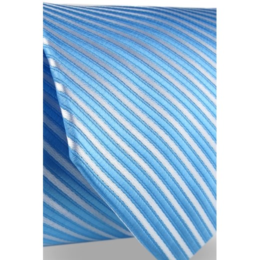Krawat Męski Elegancki Modny Klasyczny szeroki błękitny niebieski w paski z połyskiem G535 Dunpillo ŚWIAT KOSZUL wyprzedaż