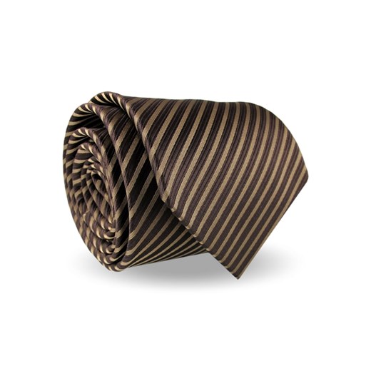 Krawat Męski Elegancki Modny Klasyczny szeroki brązowa w paski z połyskiem G553 Dunpillo ŚWIAT KOSZUL okazja