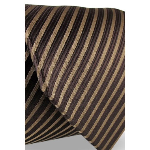 Krawat Męski Elegancki Modny Klasyczny szeroki brązowa w paski z połyskiem G553 Dunpillo promocja ŚWIAT KOSZUL