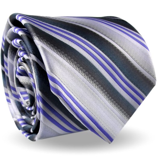 Krawat Męski Elegancki Modny Klasyczny szeroki fioletowy w paski z połyskiem G569 okazyjna cena ŚWIAT KOSZUL