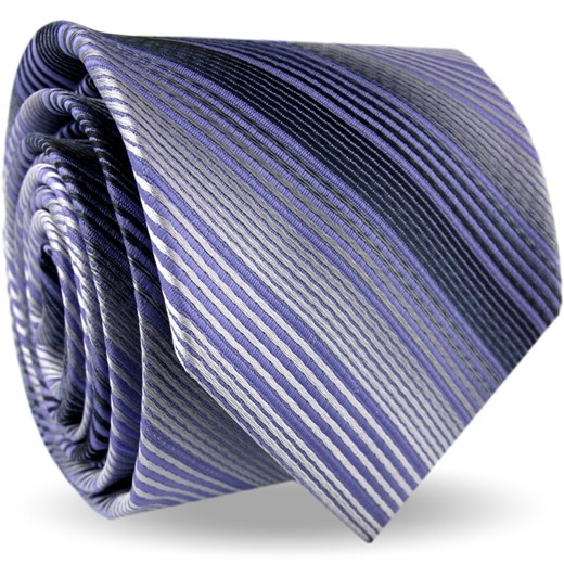 Krawat Męski Elegancki Modny Klasyczny szeroki fioletowy w paski z połyskiem G576 Dunpillo wyprzedaż ŚWIAT KOSZUL