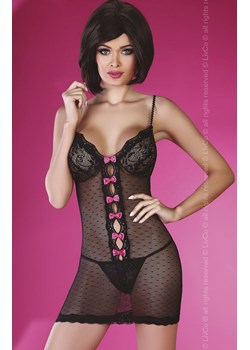 Czarna koszulka z różowymi kokardkami Centaura, Kolor czarno-różowy, Rozmiar L/XL, LivCo Corsetti Fashion ze sklepu Intymna w kategorii Komplety bielizny damskiej - zdjęcie 100284041