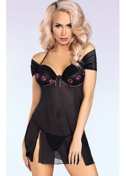 Komplet bielizny koszulka z miseczkami i stringi Kastalia LC 52431, Kolor czarny, Rozmiar S, LivCo Corsetti Fashion ze sklepu Intymna w kategorii Koszule nocne - zdjęcie 100284164