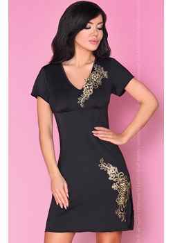 Czarna koszula nocna z krótkim rękawen Medea LC 90351, Kolor czarny, Rozmiar S/M, LivCo Corsetti Fashion ze sklepu Intymna w kategorii Koszule nocne - zdjęcie 100284261