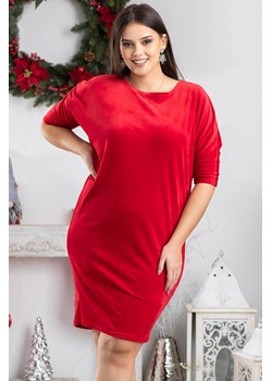 Sukienka na święta VELVET dzianinowa oversize PATRISZJA czerwona PROMOCJA ze sklepu karko.pl w kategorii Sukienki - zdjęcie 100817253