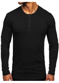 Longsleeve męski zapinany na guziki czarny Bolf 1114 ze sklepu Denley w kategorii T-shirty męskie - zdjęcie 101976790