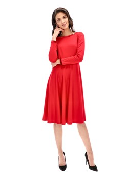 Czerwona sukienka z welurowym wykończeniem L'AF Waleo ze sklepu Eye For Fashion w kategorii Sukienki - zdjęcie 102392661