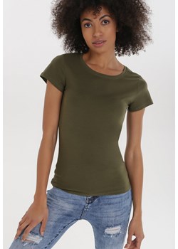 Ciemnozielony T-shirt Perirea ze sklepu Born2be Odzież w kategorii Bluzki damskie - zdjęcie 102794391