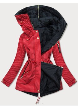 Dwustronna kurtka z kapturem w paski czerwono-czarna (w659) ze sklepu goodlookin.pl w kategorii Kurtki damskie - zdjęcie 102972763