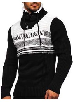 Gruby czarny sweter męski ze stójką Denley 2020 ze sklepu Denley w kategorii Swetry męskie - zdjęcie 103074294