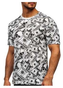 Biały T-shirt męski z nadrukiem Denley 14907 ze sklepu Denley w kategorii T-shirty męskie - zdjęcie 103245910