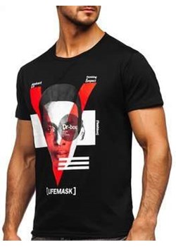 Czarny T-shirt męski z nadrukiem Denley KS2552 ze sklepu Denley w kategorii T-shirty męskie - zdjęcie 103660333