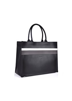 FC SHOPPER BAG elegancka torba w paski czarna ze sklepu Moja Dedra - domodi w kategorii Torby Shopper bag - zdjęcie 104075434