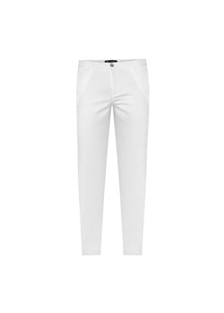spodnie materiałowe męskie chino slim fit białe stretch ze sklepu Royal Shop w kategorii Spodnie męskie - zdjęcie 104687471