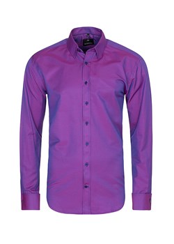 koszula męska di selentino fioletowa na spinki slim fit ze sklepu Royal Shop w kategorii Koszule męskie - zdjęcie 104692802