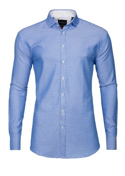 koszula męska di selentino błękitna w kropki slim fit ze sklepu Royal Shop w kategorii Koszule męskie - zdjęcie 104693694