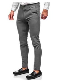Grafitowe spodnie materiałowe chinosy męskie Denley 0016 ze sklepu Denley w kategorii Spodnie męskie - zdjęcie 104932124