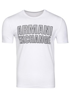 T-shirt męski biały Emporio Armani Exchange z krótkim rękawem z elastanu 