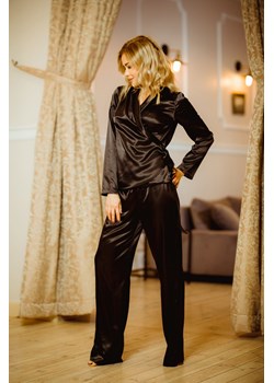 KOMPLET RAWA satyna czarny ze sklepu Świat Bielizny w kategorii Piżamy damskie - zdjęcie 105617231