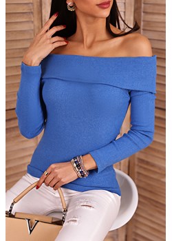 Bluzka damska IVET casualowa niebieska z okrągłym dekoltem 