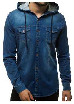 Koszula męska jeansowa ciemno-niebieska OZONEE O/201144Z ze sklepu ozonee.pl w kategorii Koszule męskie - zdjęcie 105744042
