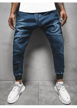 Spodnie męskie joggery jeansowe ciemno-niebieskie OZONEE OT/1081 ze sklepu ozonee.pl w kategorii Jeansy męskie - zdjęcie 105744054