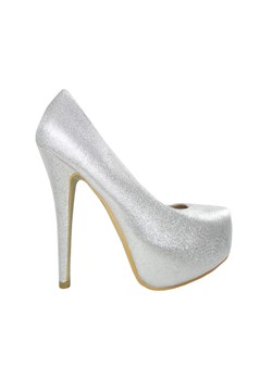 Srebrne ślubne szpilki na platformie buty damskie ze sklepu Kokietki w kategorii Czółenka - zdjęcie 106048450