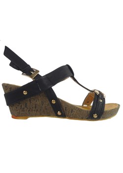 Czarne sandały damskie na korku eco skóra ze sklepu Kokietki w kategorii Espadryle damskie - zdjęcie 106048474