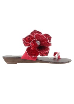 Czerwone klapki damskie płaskie buty ze sklepu Kokietki w kategorii Klapki damskie - zdjęcie 106048692