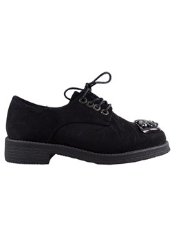 Czarne półbuty damskie buty trapery zamszowe ze sklepu Kokietki w kategorii Półbuty damskie - zdjęcie 106048933