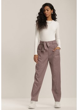 Ciemnofioletowe Spodnie Xenvia ze sklepu Renee odzież w kategorii Spodnie damskie - zdjęcie 106055131