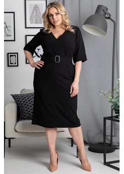 Sukienka do pracy elegancka ołówkowa z paskiem SAMANTA czarna ze sklepu karko.pl w kategorii Sukienki - zdjęcie 106257631