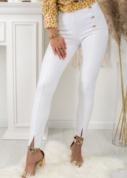 Spodnie ecru z guzikami ze sklepu Sklep Fason w kategorii Spodnie damskie - zdjęcie 106307991