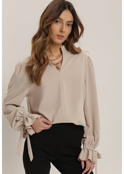 Jasnobeżowa Bluzka Zhadina ze sklepu Renee odzież w kategorii Bluzki damskie - zdjęcie 106440401