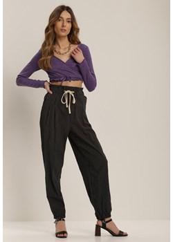 Czarne Spodnie Nethiphoia ze sklepu Renee odzież w kategorii Spodnie damskie - zdjęcie 107313522
